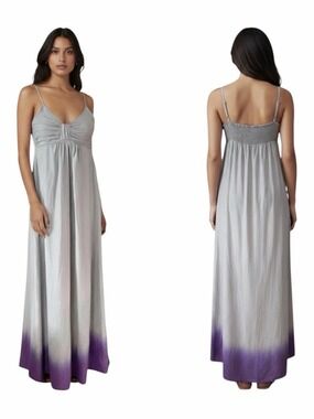Young Fabulous & Broke Silk Blend Ombre Maxi Dress XS Boho Smocked Waist